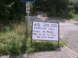 Photograph showing closure sign for Lambleys Lane.
