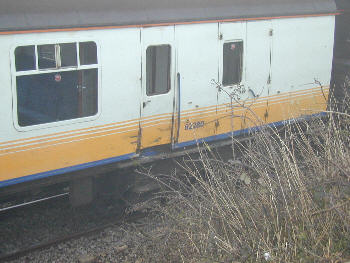 The damaged guards van