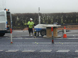 Drilling the holes for the crash barrier