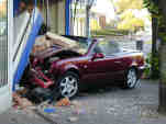 Pictures of accident where car demolishes shopfront in Crabtree Lane, Lancing